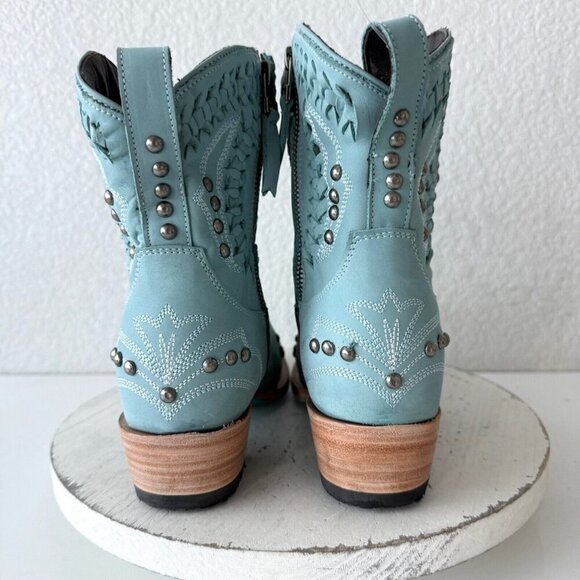Lane COSSETTE Womens Cowboy Bootie 7.5 Blue Cowgirl Western Short Ankle Boots - Picture 3 of 11